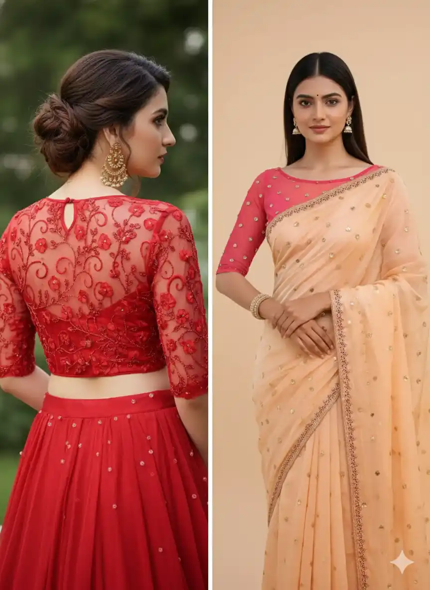 illusion neck blouse